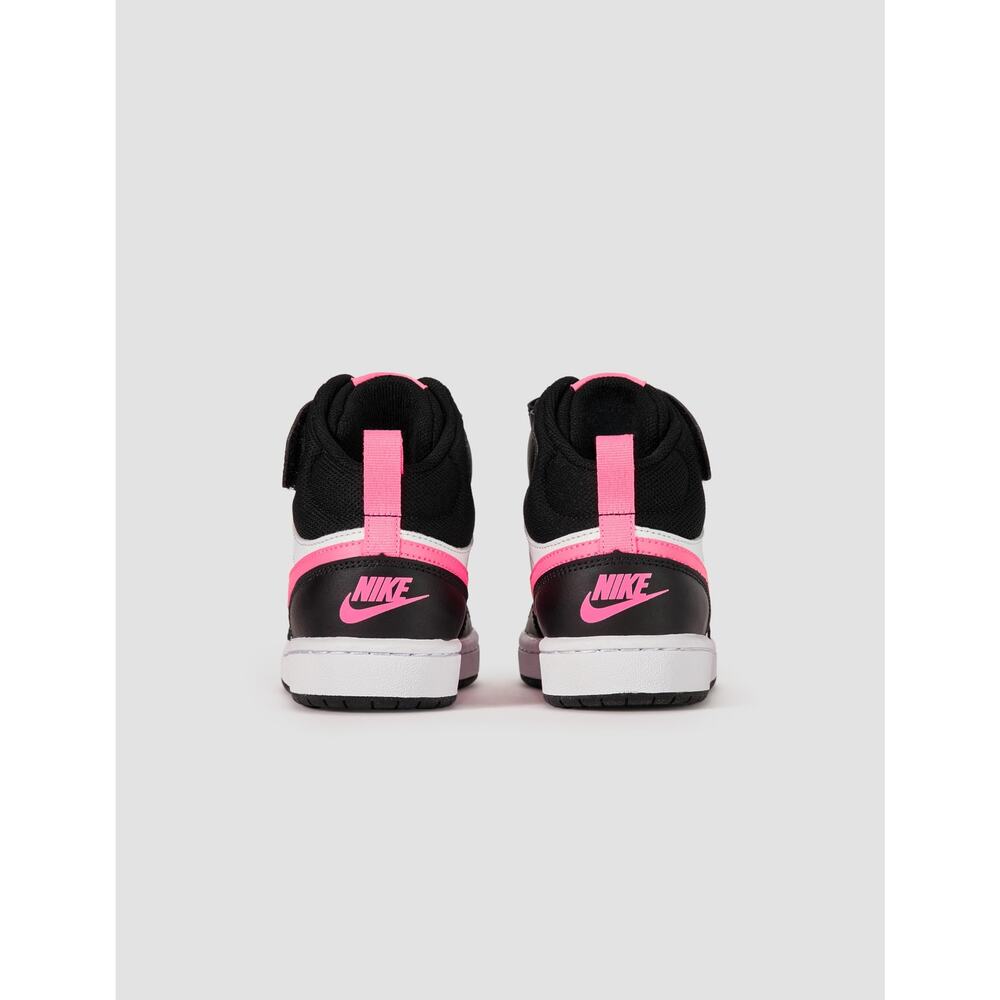 NWT Nike Big Kid's Court Borough Mid 2 Shoes, Black/Sunset Pulse-White, 5Y - Picture 2 of 6